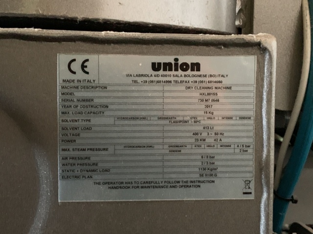 992895-10 Dry cleaner Union HXL8015S -2017