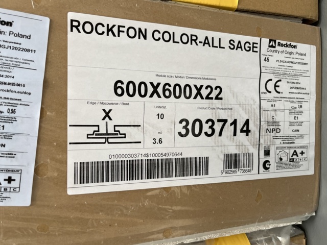 963301-4 Acoustic tiles, approx. 30 filled cartons (Rockfon & Ecophon)