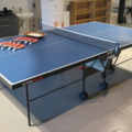 954702-1 Ping-pong table, Stiga ActionRoller and 10 racks, Yasaka