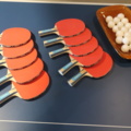 954702-11 Ping-pong table, Stiga ActionRoller and 10 racks, Yasaka