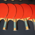 954702-12 Ping-pong table, Stiga ActionRoller and 10 racks, Yasaka