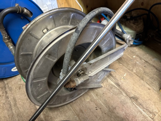 991522-3 Hose reel grey, Handle for washing, Hose reel without hose