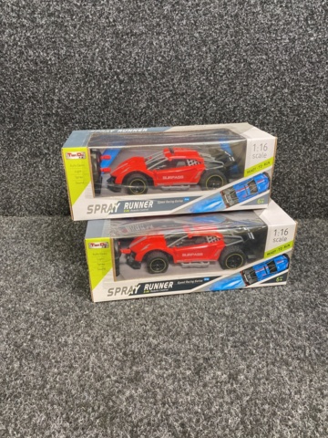 1026796-2 2 pcs RC Car with smoke and LED 2.4G 1:16 4CH Red