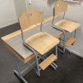 1023238-10 Skolbänkar med stolar, ca 16 stycken