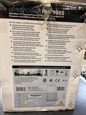 1012969-4 Behringer Europower PMP980S Mixer with built-in Power Stage NEW in box