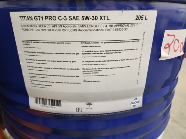 1032417-2 205 liters Fuchs Titan GT1 PRO C-3 SAE 5W-30