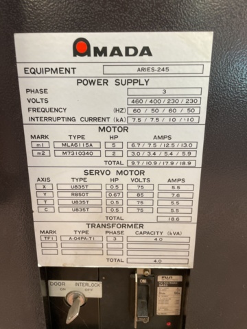 1023416-26 Punching machine Amada Promecam Aries 245 -1990 with tools