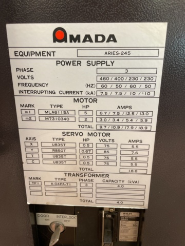 1023416-40 Punching machine Amada Promecam Aries 245 -1990 with tools