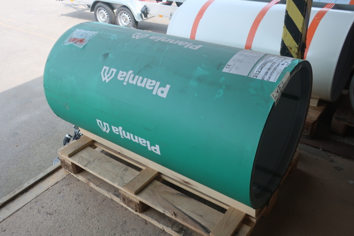 1029367-1 Belt covering sheet, coil, new roll, 80m, vermilion green 1250x0.60mm