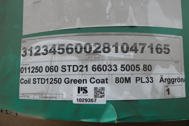 1029367-5 Belt covering sheet, coil, new roll, 80m, vermilion green 1250x0.60mm