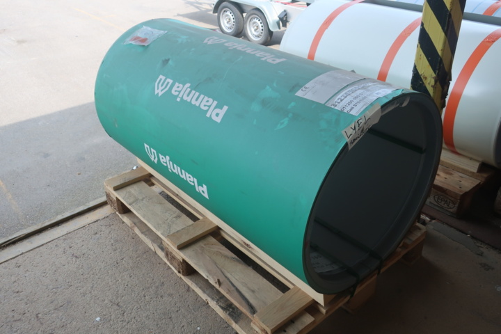 1029367-6 Belt covering sheet, coil, new roll, 80m, vermilion green 1250x0.60mm