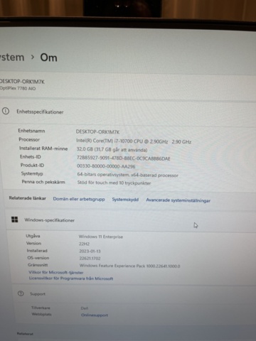 803209-6 Computer Dell Optiplex 7780 AIO