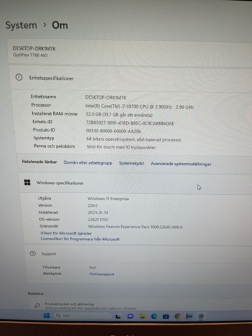 803209-7 Computer Dell Optiplex 7780 AIO