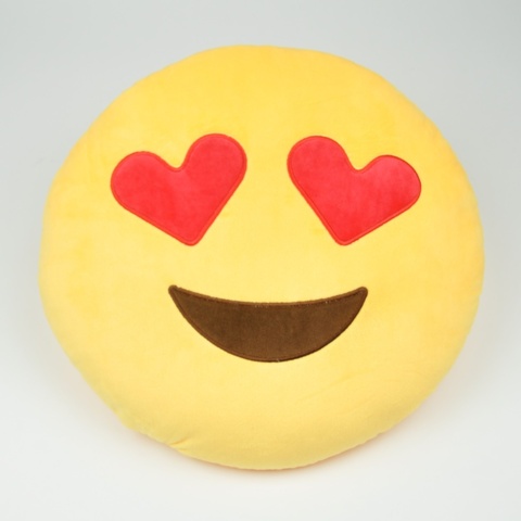 1040086-2 Emoji pillows 32x32 round plush filled with polypropylene cotton embroidered pattern, 1,330 pcs