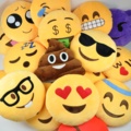 1040086-1 Emoji pillows 32x32 round plush filled with polypropylene cotton embroidered pattern, 1,330 pcs