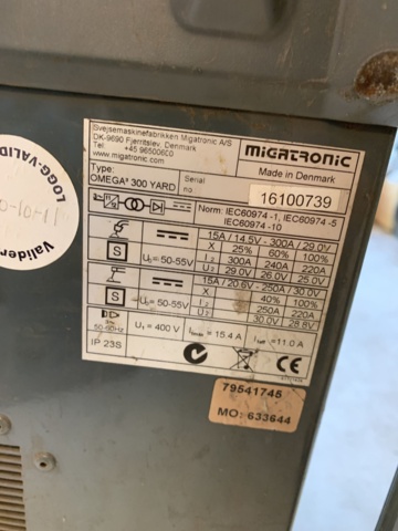 992992-7 MIG welding Migatronic Omega Yard 300