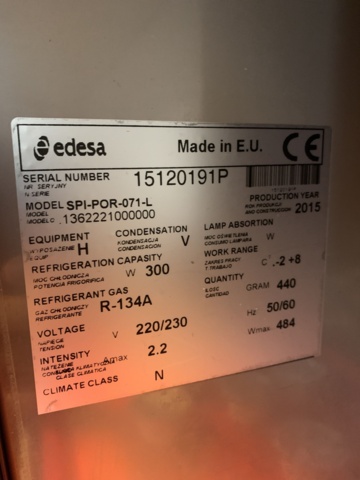 780981-3 Restaurant refrigerator Edesa SPI-POR-071-L