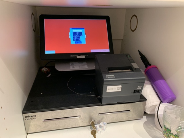 781010-1 Cash system Oracle Micros with receipt printer and cash drawer