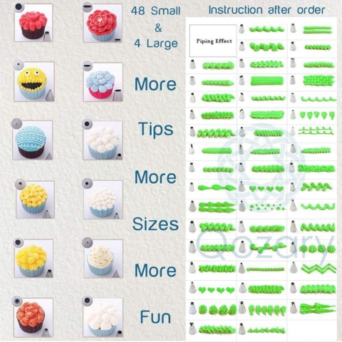 1040813-6 3 pcs 58 parts Nozzles and accessories for baking and decoration - shipping included