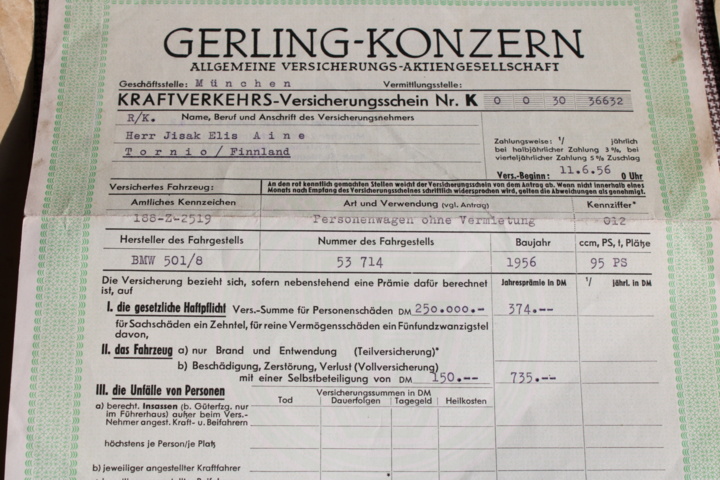 1040986-84 BMW 501/8 2.6 V8 - 1956