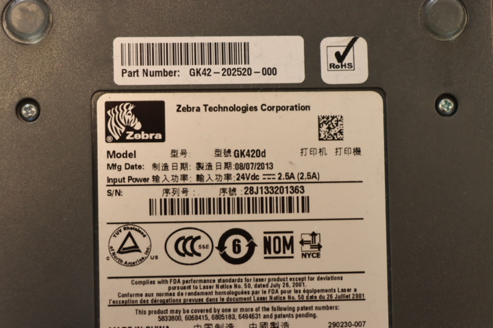 1033530-4 Zebra GK420d label printer