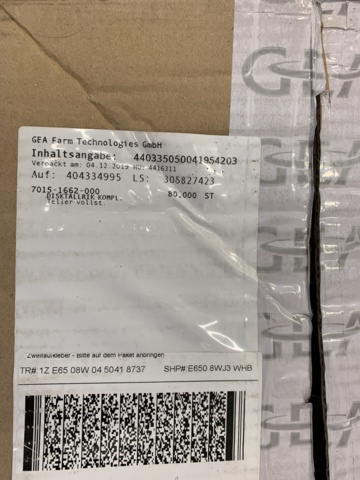 993037-6 Spare parts and accessories for milk machines