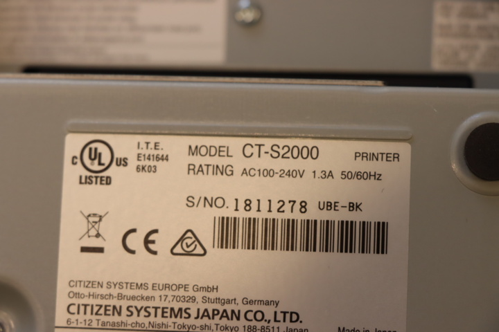 1033539-4 Citizen CT-S2000 USB kvittoskrivare