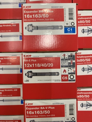 1041735-7 Assortment of metal expander, impact anchor & nail plug, Ejot