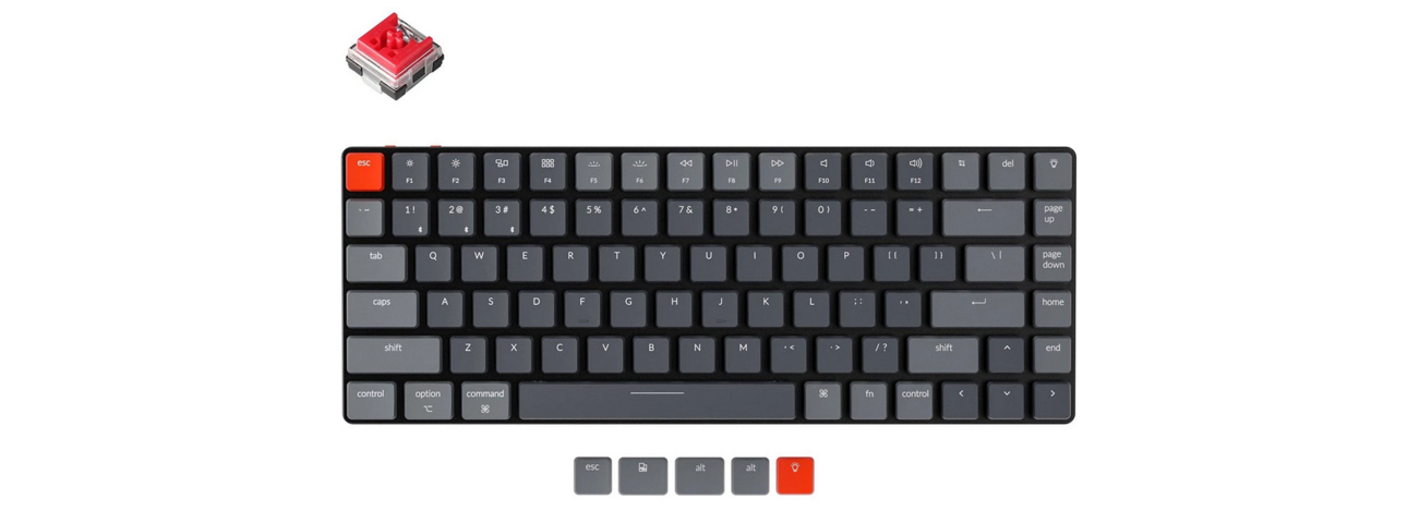 1042298-2 Trådlöst mekaniskt tangentbord Keychron K3 RGB Hot Swap Optical Red Switch