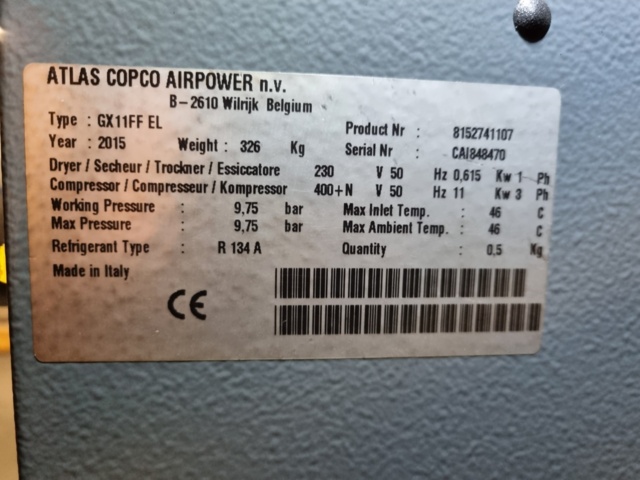 1043548-9 Screw compressor Atlas Copco GX 11 FF -2015