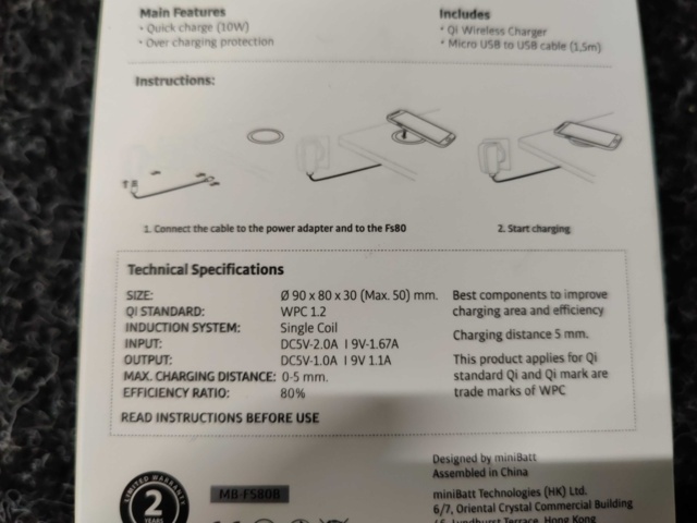 1045078-4 4 wireless chargers Minibatt Wireless Charger FS80