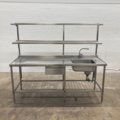 1045656-1 Stainless kitchen bench with sink