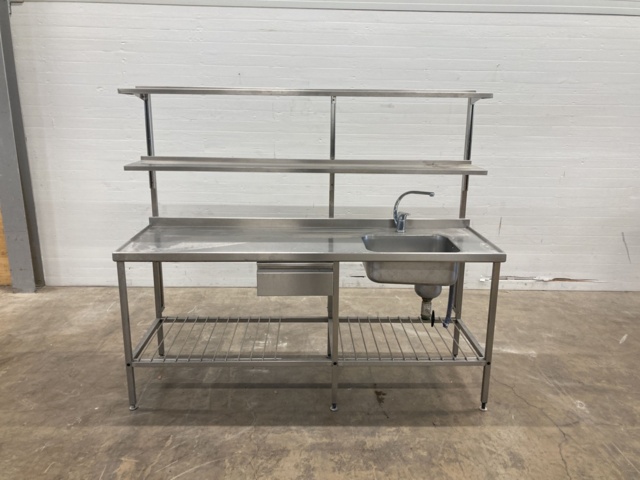 1045656-2 Stainless kitchen bench with sink