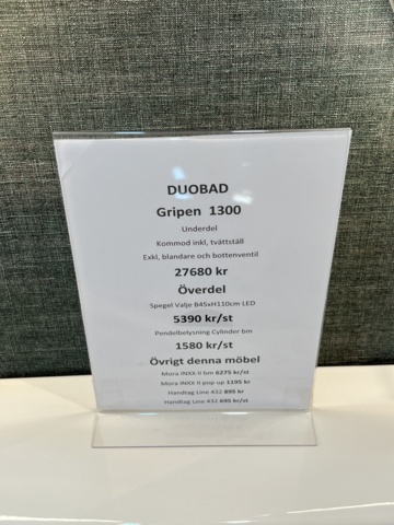 963450-10 Chest of drawers and double mirrors (Duobad Gripen 1300 &amp; Svedbergs Valje LED)