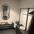 1013170-3 Coffee room with table, 2 chairs, 2 coffee makers, clothes hangers, etc