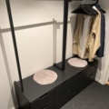 1013170-6 Coffee room with table, 2 chairs, 2 coffee makers, clothes hangers, etc