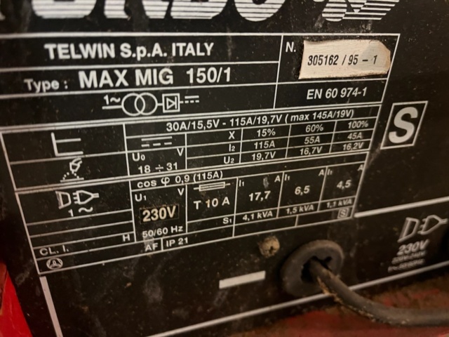 1045375-7 Migsvets Telwin Max Mig 150/1 Turbo