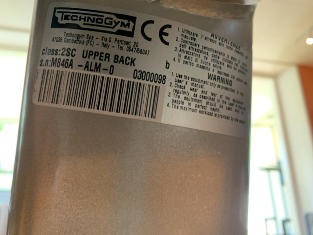 993058-6 Gym machine TechnoGym Upper Back