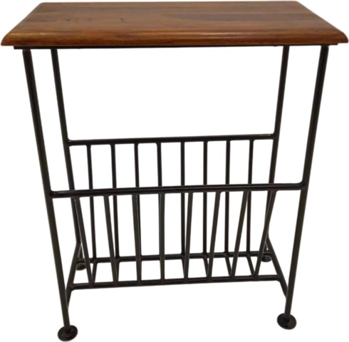 1055573-2 Handmade newspaper table in solid wood/forged