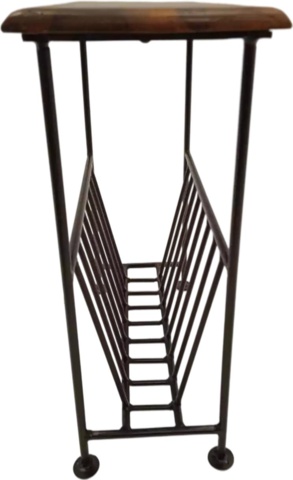 1055573-3 Handmade newspaper table in solid wood/forged