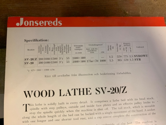 1035563-3 Wood lathe Jonsered's SP-20