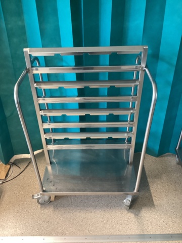 1058676-1 Stainless trolley for sorting boxes, on wheels