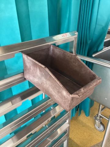 1058676-2 Stainless trolley for sorting boxes, on wheels