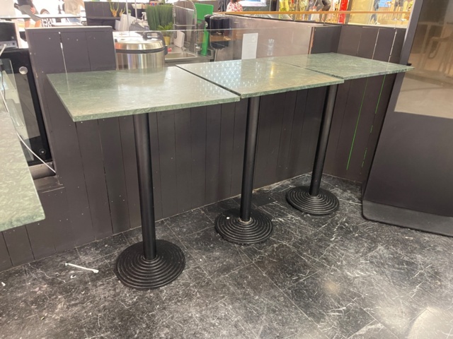 898168-2 11 sturdy tables with green marble tops. ATTENTION! See info for size