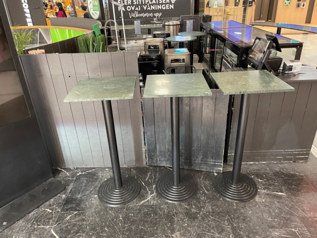 898168-3 11 sturdy tables with green marble tops. ATTENTION! See info for size