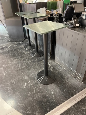 898168-5 11 sturdy tables with green marble tops. ATTENTION! See info for size