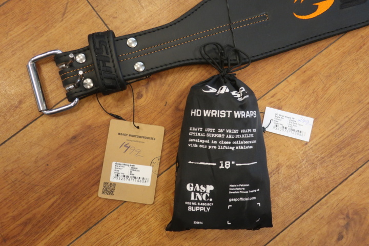 1029537-2 GASP lifting belt size M and wrist wraps
