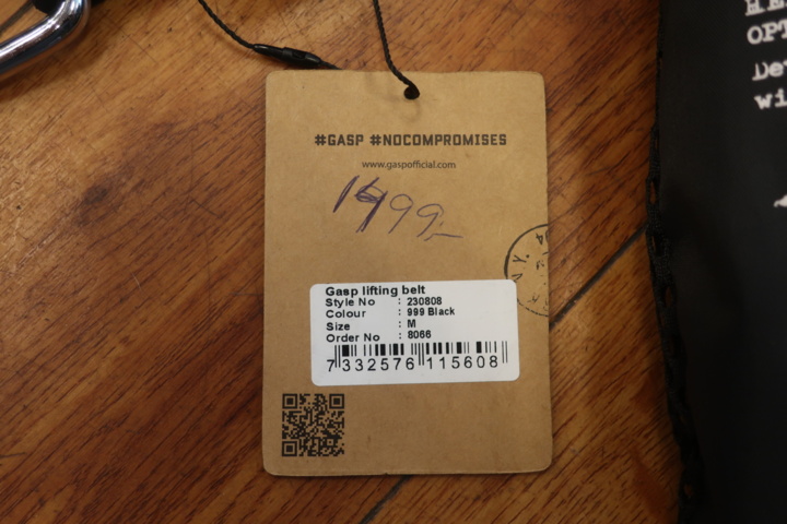 1029537-4 GASP lifting belt size M and wrist wraps