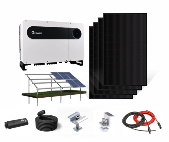 1063757-1 Solar cell package for ground mounting, Growatt 100 kW ON-grid, 244 pcs full black panel