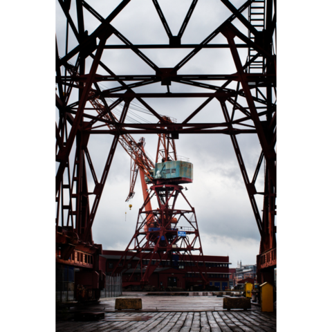 1064567-3 Lena Öritsland's work "Kran 42 between crane legs" and signed copy of the book "Legacy after varven"